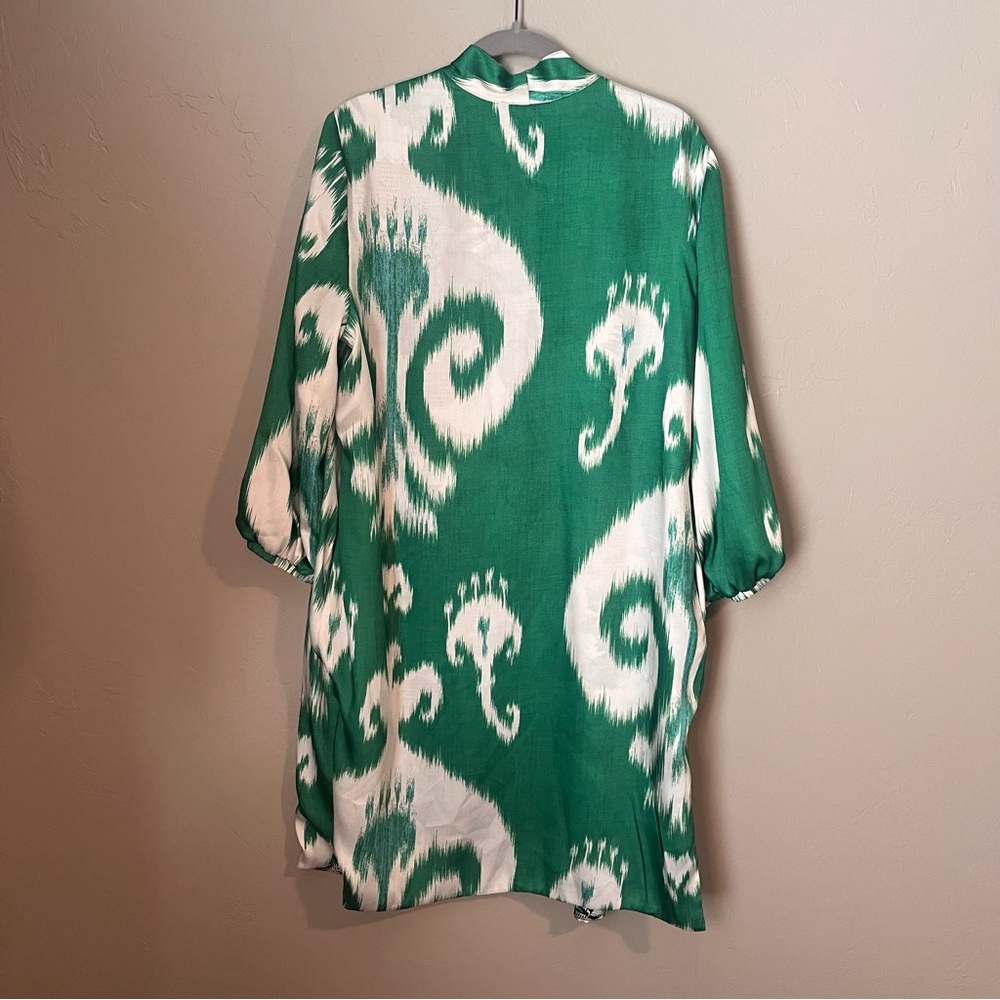 Chico’s Reversible Floral Printed Longline Kimono Ikat Duster Cardigan - Picture 11 of 15